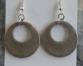 White Bronze Precious Metal Clay Hoop Earrings