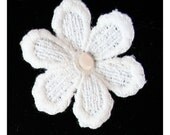 4  DAISY s handmade embroidery applique button center  VINTAGE 1960s or earlier trim embellishments for sewing projects or altered , Shabby