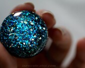 Jewelry, Blue Ombre Glitter Resin Jewelry Statement Ring, Unique sparkly jewelry for her handcrafted by isewcute