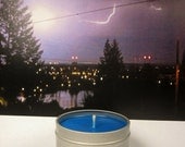 ON SALE Storm Watch, Soy Candle, Fresh, Spicy, Clean, Manly, Unisex, Blue Soy Candle, Hemp Wick