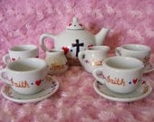Faith, Hope and Love, hand painted children's tea set