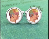 Silver OR Bronze Cufflinks - Vintage Brain - Wearable Art- Handmade by Lisa Owens