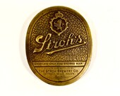 1970's Vintage Brass Stroh's Bohemian Beer Belt Buckle