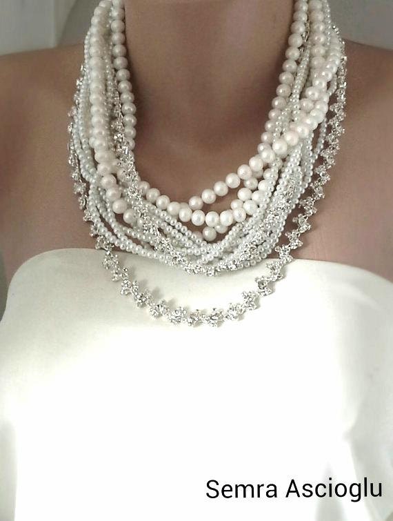White  Freshwater Pearl Necklace brides, statement piece
