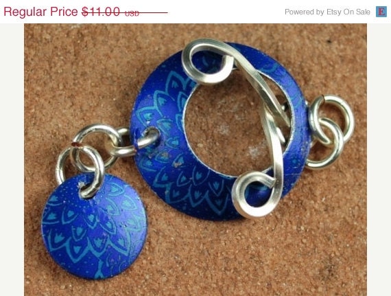 On Sale Aluminum  Metal Toggle, Silver Clasp, Blue Toggle 621 by CC Design