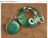 On Sale Aluminum  Metal Toggle, Silver Clasp,  Teal Aqua Toggle 622 by CC Design