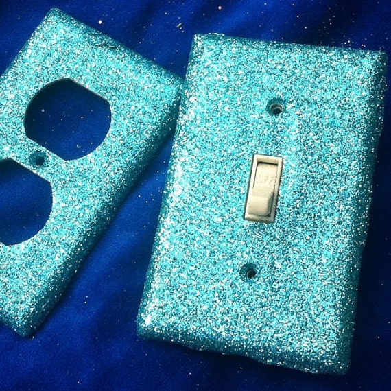 FREE Aqua Glitter Switchplate / Outlet Cover Set PIF AOK