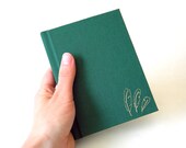 Handbound Notebook - Feather Embroidery - Embroidered Notebook - Hardcover - Green - Writer Gift