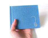 Small Watercolor Sketchbook - Handbound - Pine cone Embroidery - Blue Sketchbook - Artist Gift