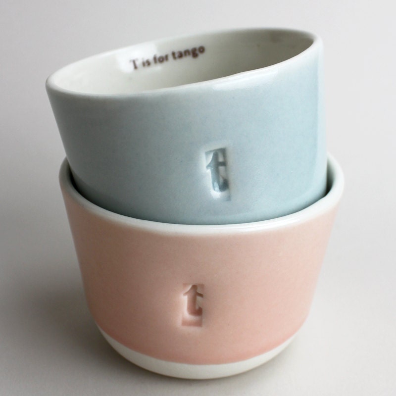 two t is for tango wee tea cups, one in rose, one in sky