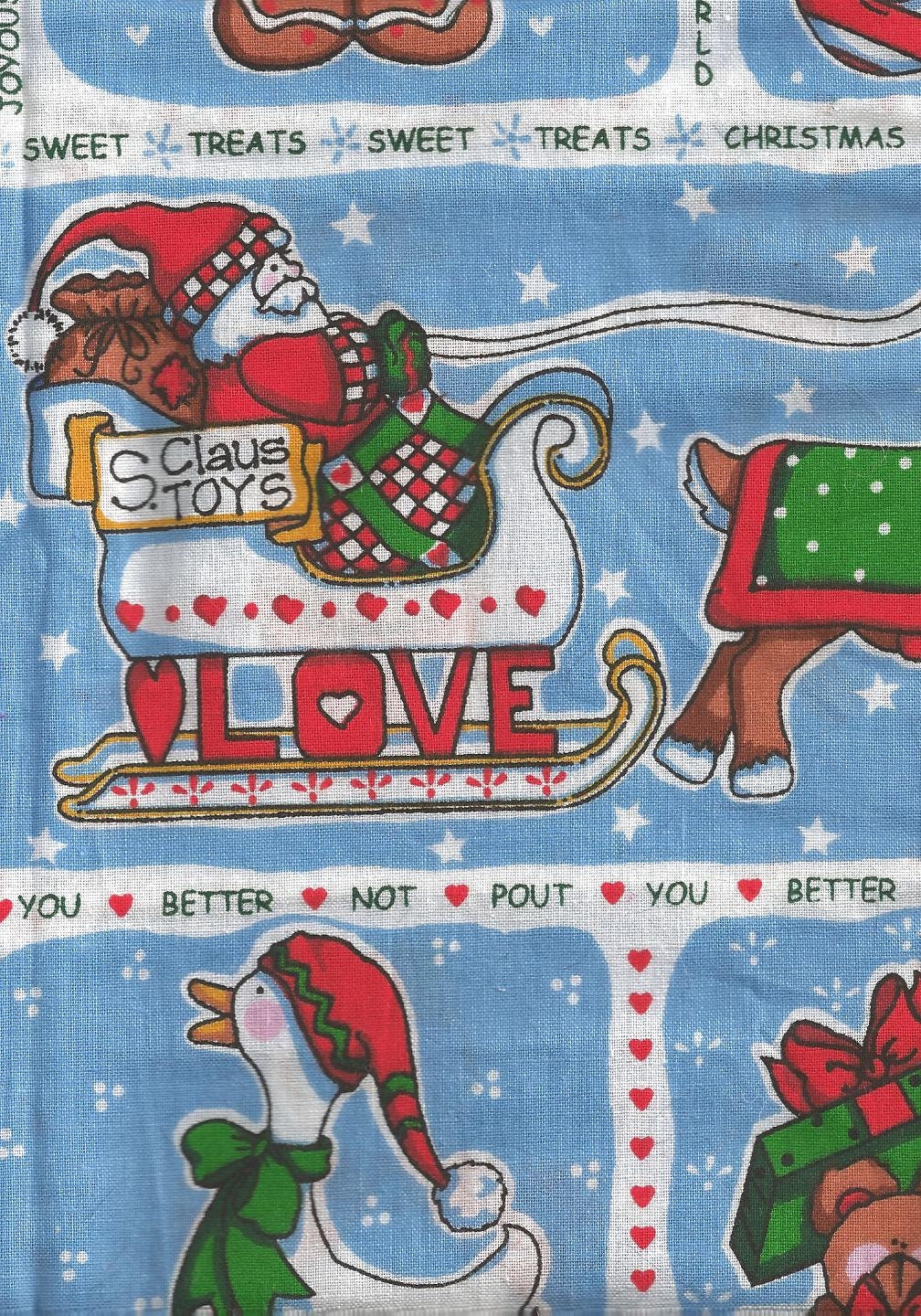 Blue Christmas Fabric, Cotton Fabric, 1/2 yard, More Yardage Available