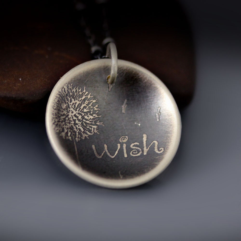 Etched Silver Dandelion Wish Necklace