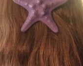 ON SALE Starfish, ocean, Beach wedding, tropical wedding, bridal, starfish barrette, starfish hair clip, fish, ocean clip,purple, purple st