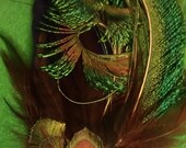 ON SALE Halloween,Peacock, Peacock feather, peacock fascinator, retro,peacock clip,boho, wedding fascinator, bridal clip, bride, wedding ha
