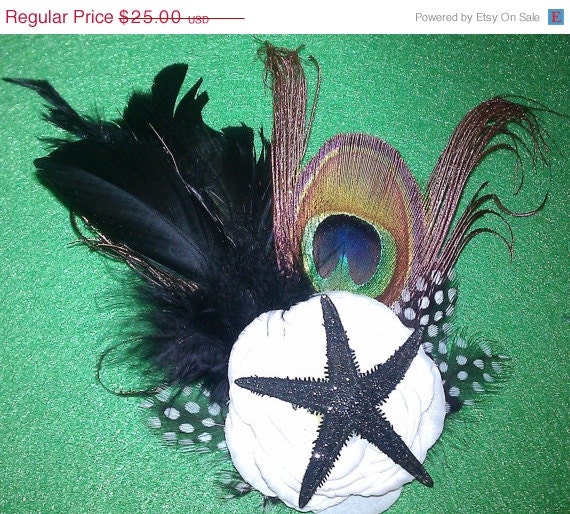 ON SALE Starfish fascinator, Starfish, ocean, Beach wedding, tropical wedding, bridal, starfish barrette, starfish hair clip, fish, ocean c