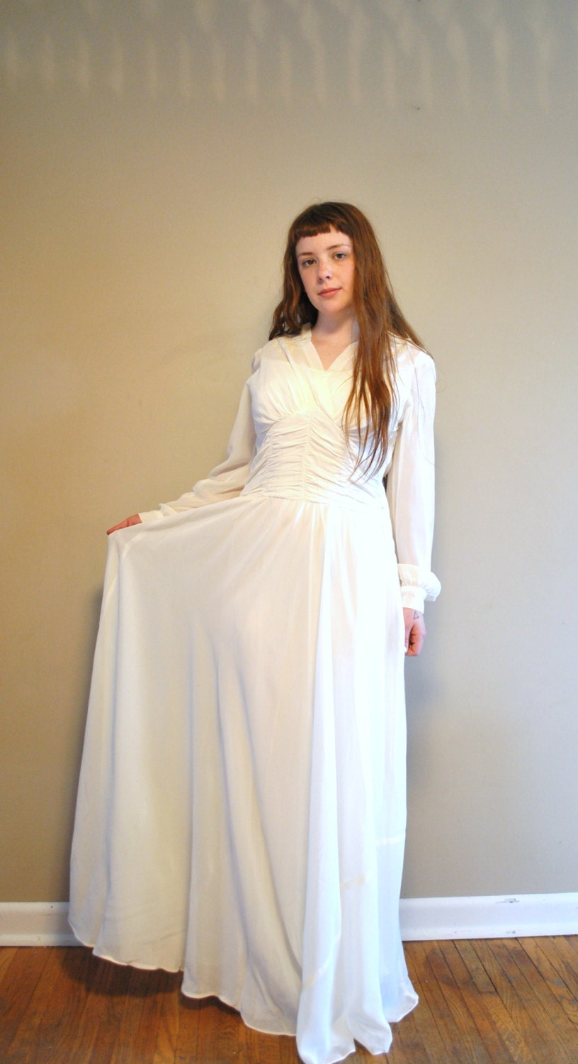 30s wedding dress // silk chiffon // ivory // bias cut // vintage antique wedding dress