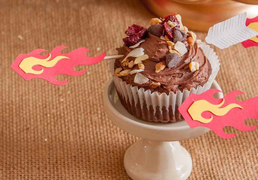 Hunger Games Inspired - Girl on Fire - Cupcake Toppers