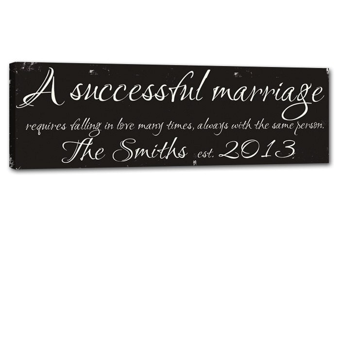 Successful Marriage Sign with your Name and Quote on Canvas 10X30 STOCK