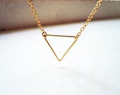Open Gold Triangle Necklace in Gold Filled - Dainty Gold Geometric Chevron Necklace