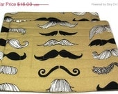 Clearance Quilted Mug Rugs set of 2 Mustaches Mini Placemats