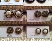 Vintage Button Earrings - 1 pair