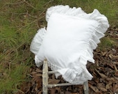 Ruffled Linen Pillow Throw Decorative Pillow White Linen French Country Pottery Barn Style French Farmhouse Torn Ruffle Linen Accent Pillow