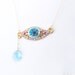 Evil Eye Necklace, Blue Crystal Tear, Swarovski Crystal, Surreal, Dali Inspired , Gold Filled Chain, Batcakes Couture