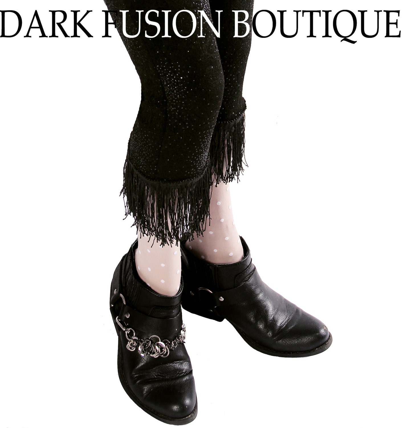LULU Fringe Leggings, Capris, Pants, Punk, Black, Steam Punk, Bellydance, Exotic, Dance, New Wave, Dark Fusion Boutique