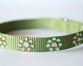 Couture Dog Collar-Green/Flower