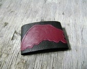 Butterfly Wing Cuff Bracelet in Upcycled Burgundy and Black Leather