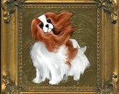minature framed Cavalier King Charles Spaniel dog print