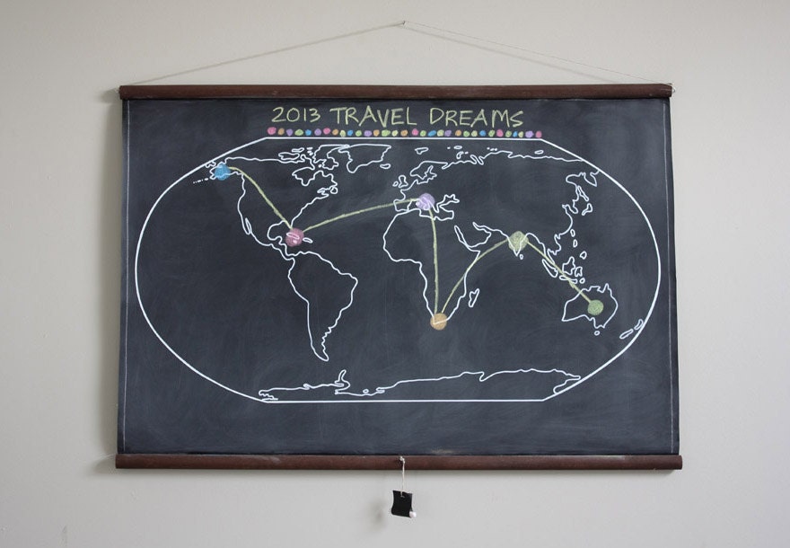 Chalkboard World Map - LARGE SIZE