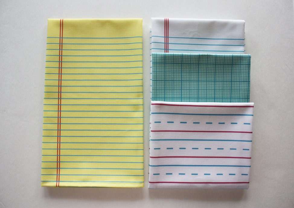 Yellow Lined "Paper" Towel - Decorative Cotton Tea Towel