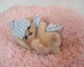 Miniature Felted Felt Rabbit Bunny Baby Boy Tiny by Lovinclaydolls Lovin Clay Dolls Artist Lisa Haldeman
