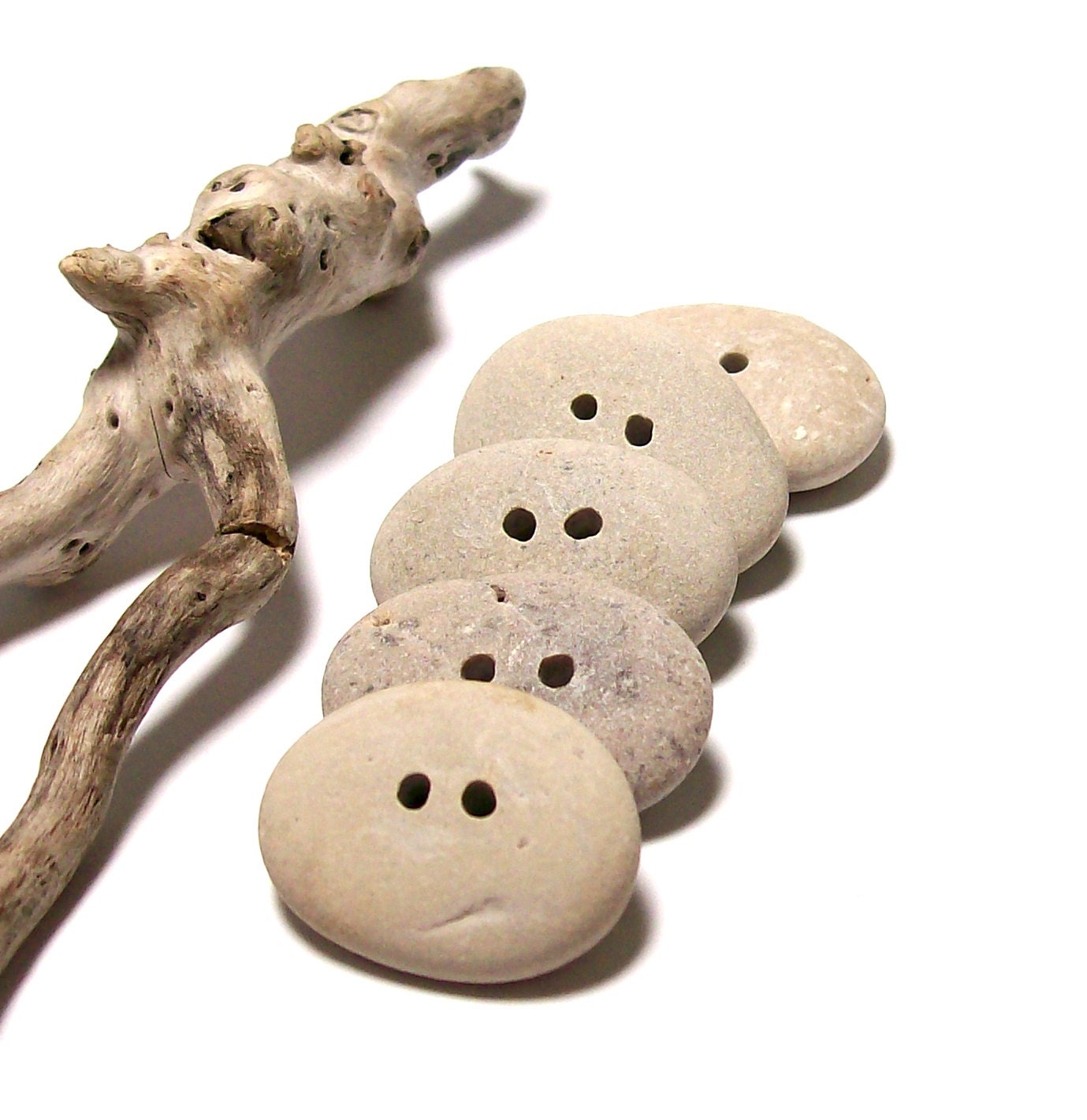 Drilled Beach Stone Buttons - Pebbles Notions - Sewing Crochet Knitted - Stitching - "Natural Elements" by StoneMe