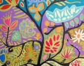 Bohemian Original Abstract Flower Painting 24 x 30 x1.5 Deep Gallery Wrap Canvas