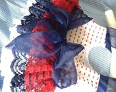 Vintage Lace Red White and Blue  ruffled Girls blouse 4th of July summer by Rosanna Hope for Babybonbons