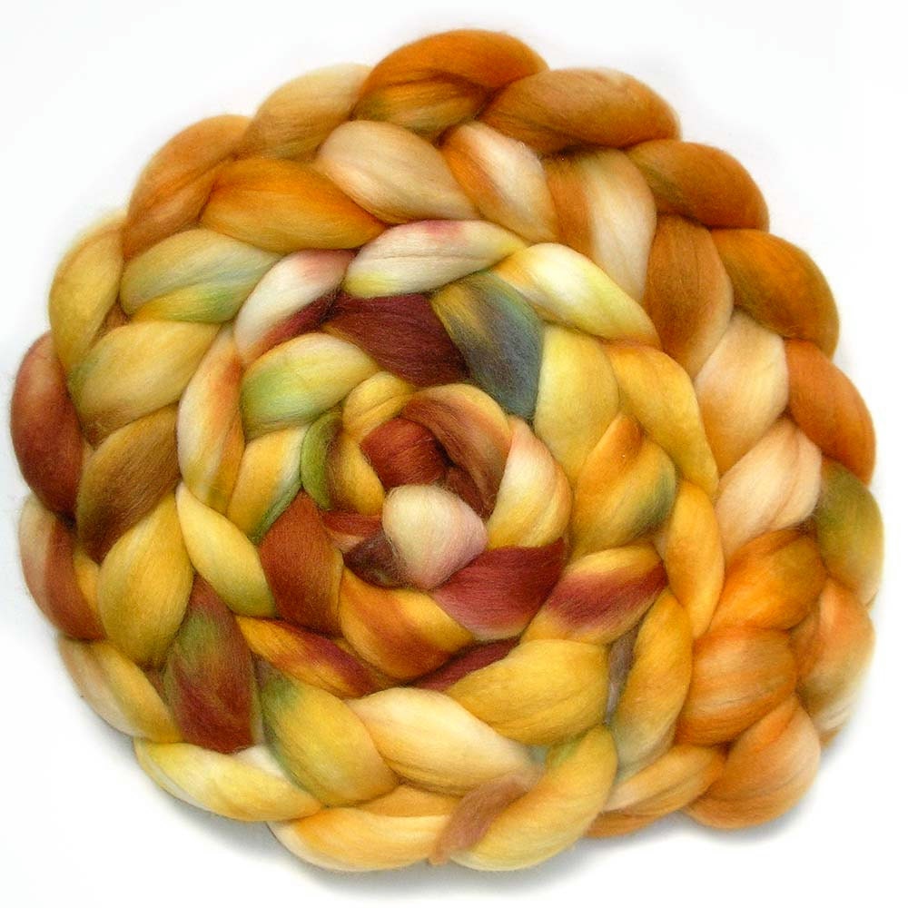 Roving Organic Polwarth and Bombyx Silk Combed Top - Indian Corn, 5.3 oz.