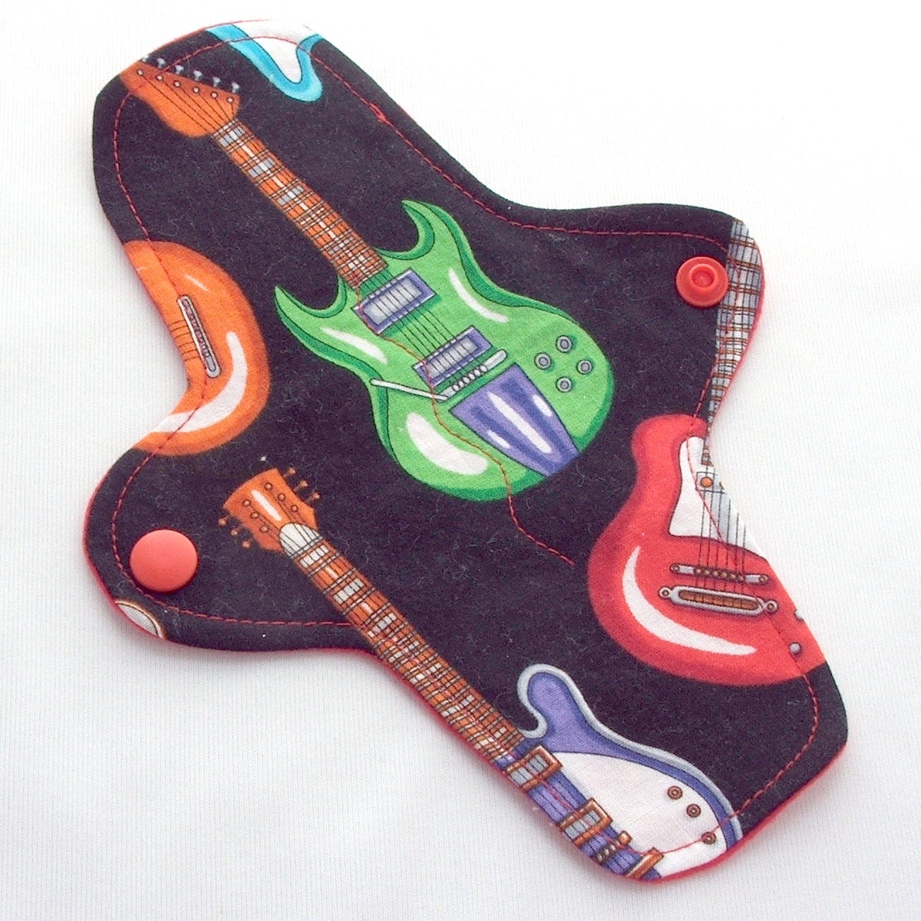 ULTRATHIN Reusable Cloth Pantyliner mini pad with wings - Electric Guitars -  woven cotton