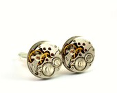 Steampunk Cufflinks - Handsome Men's Round Clockwork Cuff Links Design - All Steampunk Jewelry PROMPTLY SHIPPED by London Particulars