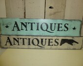 VINTAGE STYLE ANTIQUES sign / Antiques store sign / antiques wall sign / sign with pointing hand / antiques