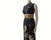 Vintage 60s Cheetah Leopard Print Maxi Dress S/M - Animal Novelty Print Dress