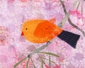 Collage Bird Print (pink) 8x10