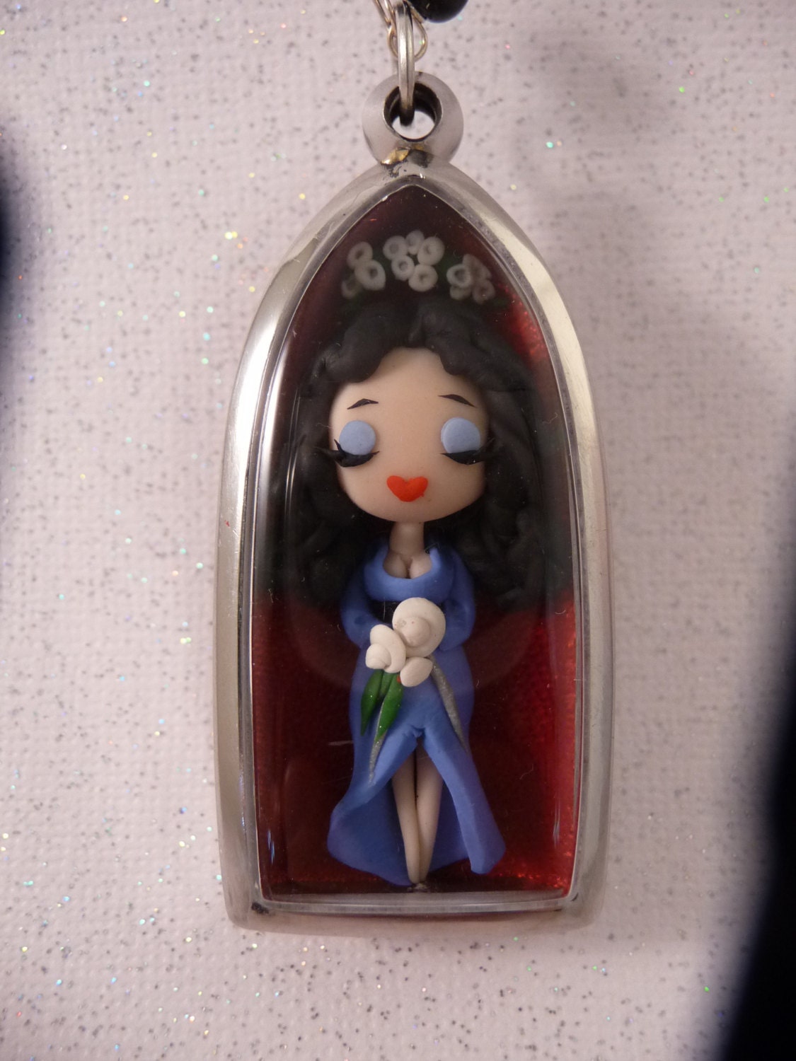 OOAK Snow White in the Glass Coffin Shadowbox Necklace