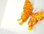 Stitched Layered Butterfly Gift Card Yellow Calligraphy