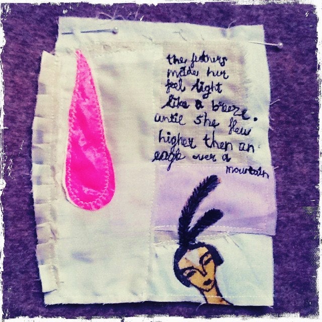 Flying away,  Poetry mixed media piece