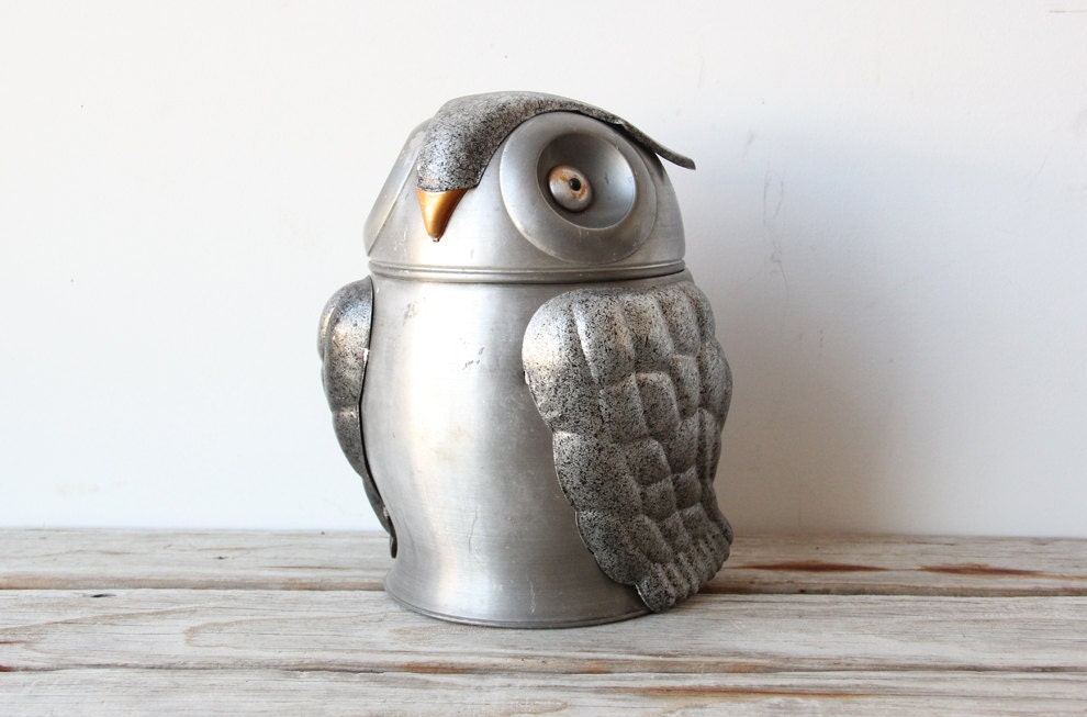 Rare Italian Metal Owl Ice Bucket