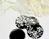 40% OFF sale pocket mirror one dozen black and white floral fabric covered pocket mirror 2.25 inch
