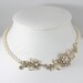 Gold Pearl Necklace Wedding Jewelry Vintage Flowers Leaves Rhinestone Bridal Necklace SABINE GARDEN