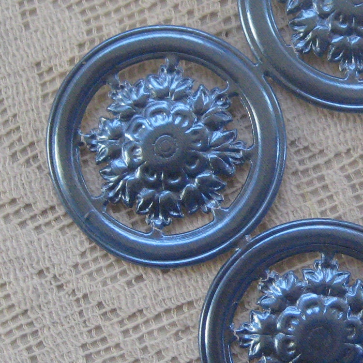 Dresden Trim Blue Medallions Halos Made In Germany 4 Die Cuts Christmas